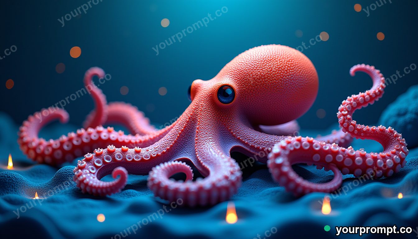 An octopus changing color on the sea floor in layered papercut art style — AI-generated image from a text prompt