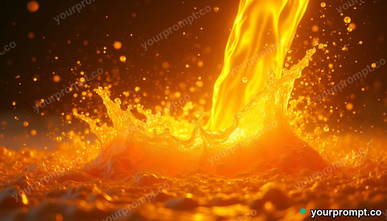 Molten gold pouring and splashing in slow motion in bold pop-art style — AI-generated image from a text prompt