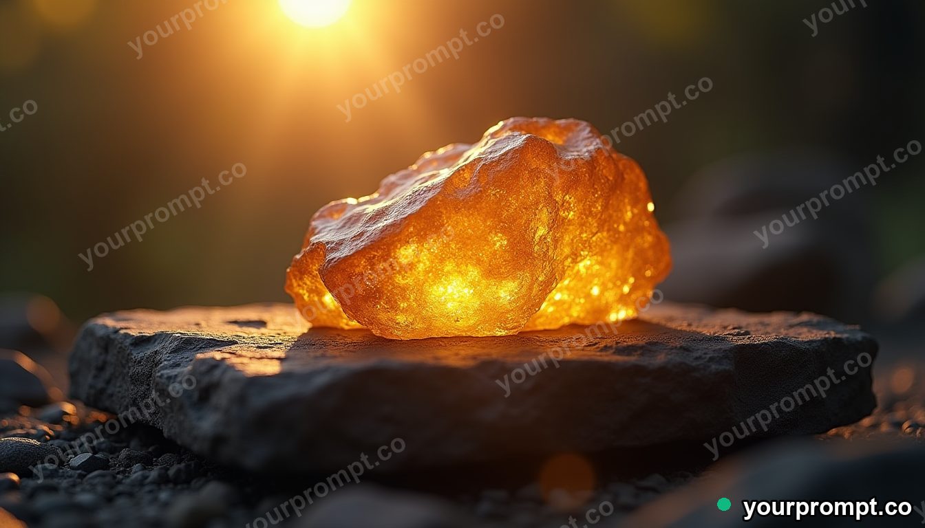 A glowing molten-gold nugget on black stone