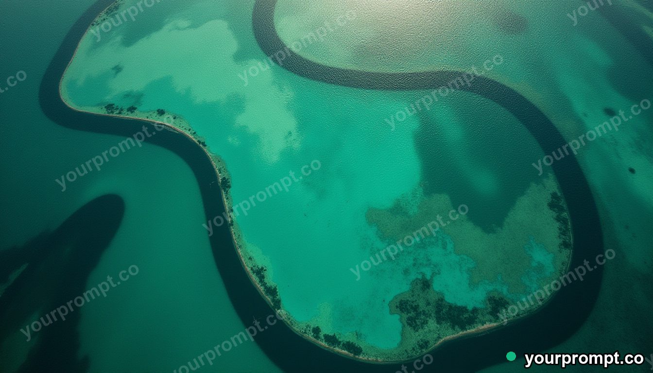 An aerial view of winding turquoise rivers in a green delta in extreme macro photography style — AI-generated image from a text prompt
