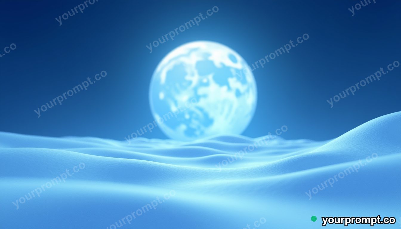 A moonlit snowfield with long blue shadows in low-poly 3D style — AI-generated image from a text prompt