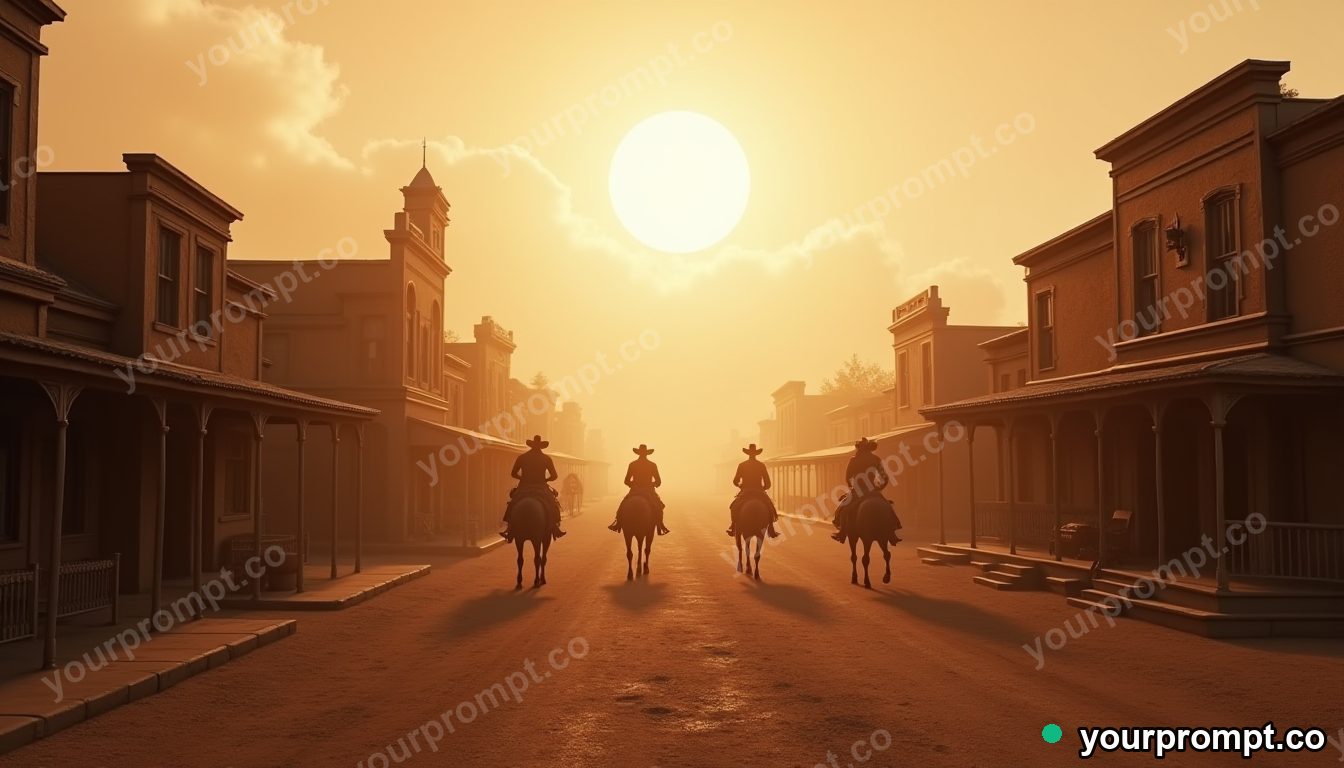 A Wild West frontier town at high noon in matte concept painting style — AI-generated image from a text prompt
