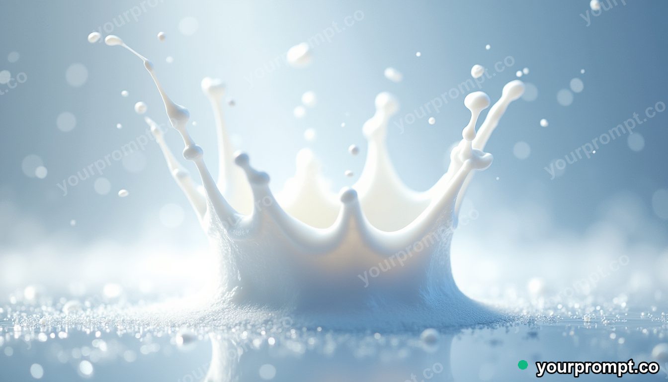 Splashing milk frozen into a delicate crown in soft watercolor painting style — AI-generated image from a text prompt