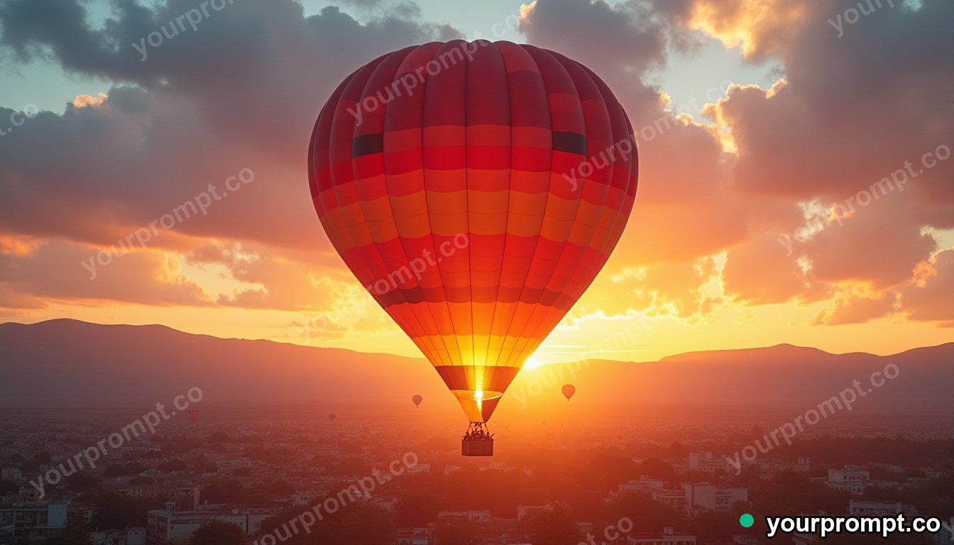 A colorful hot air balloon fiesta rising at dawn in bold pop-art style — AI-generated image from a text prompt