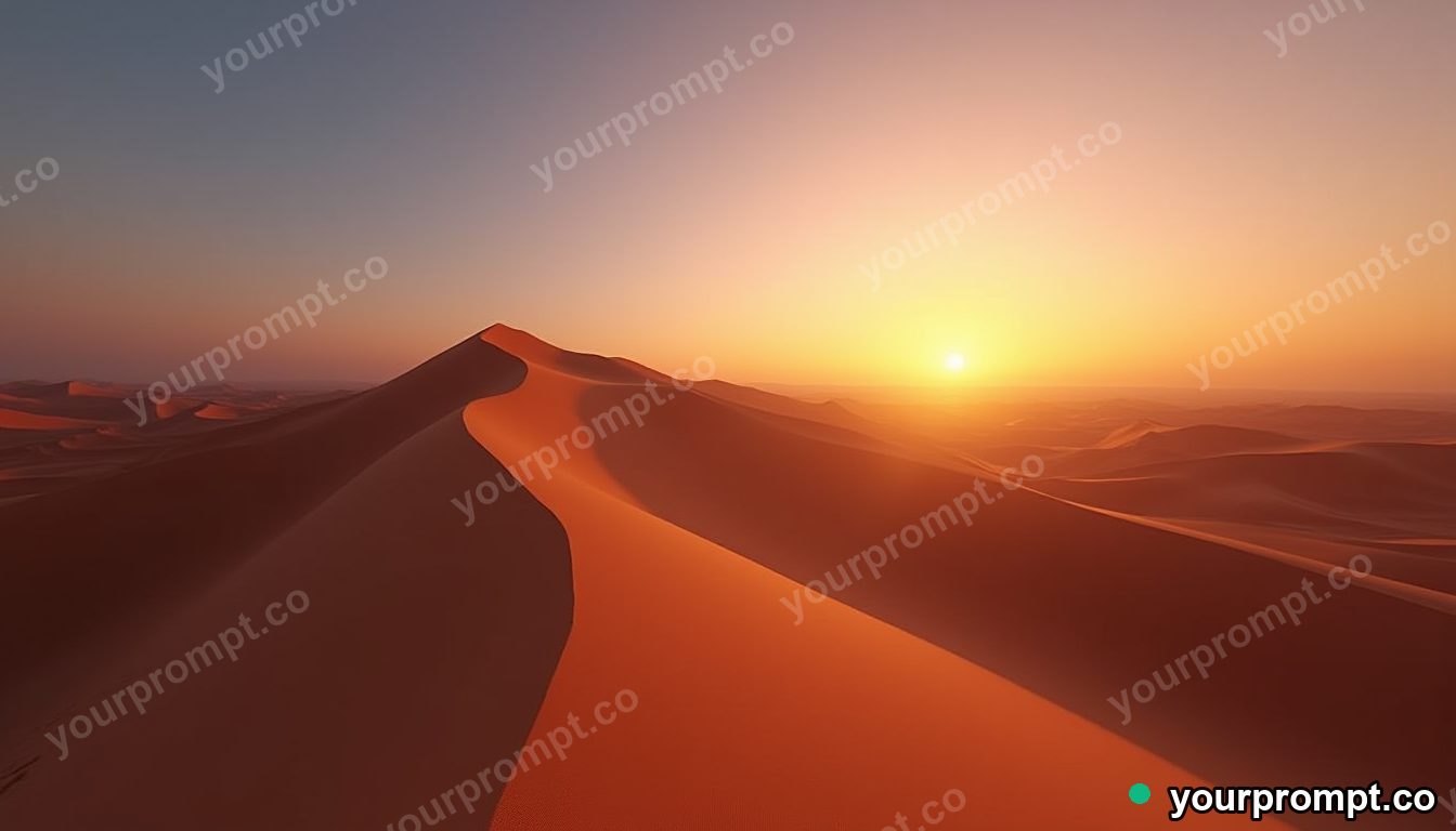 A desert of towering sand dunes at sunset in studio product photography style — AI-generated image from a text prompt