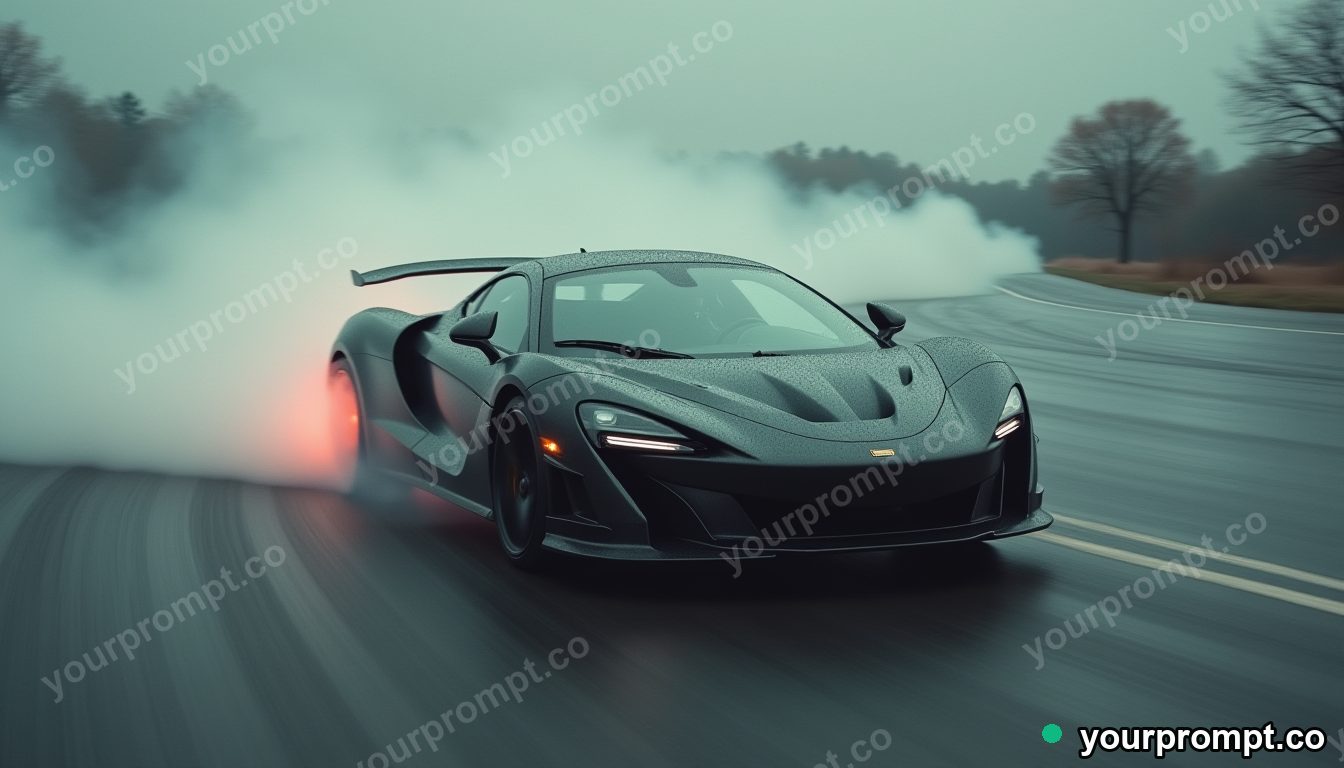 An Italian supercar drifting with tire smoke in vintage film photograph style — AI-generated image from a text prompt