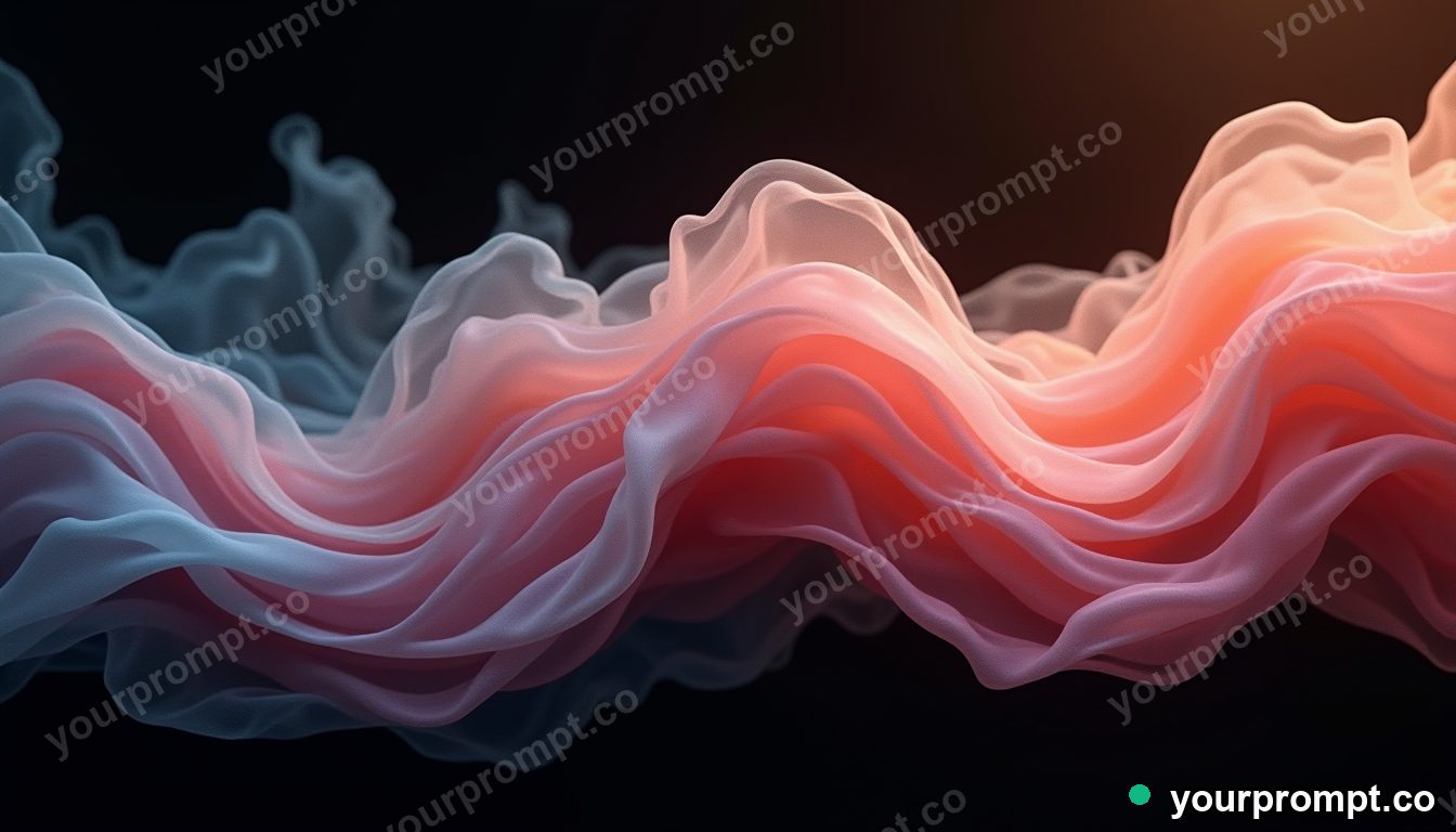 Flowing silk ribbons of color on black in dreamy pastel style — AI-generated image from a text prompt