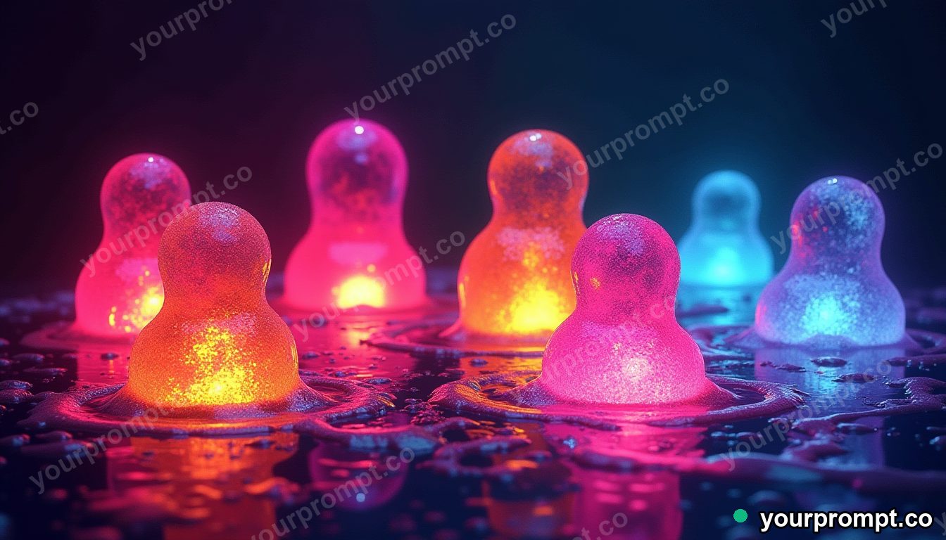 Molten lava-lamp blobs in vivid neon colors in charcoal sketch style — AI-generated image from a text prompt