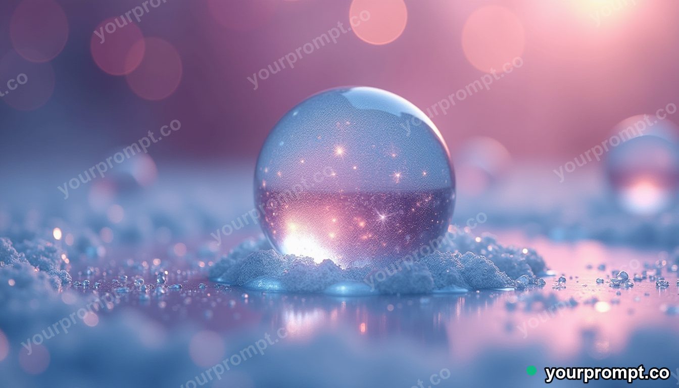 A droplet of water magnified showing tiny worlds in dreamy pastel style — AI-generated image from a text prompt