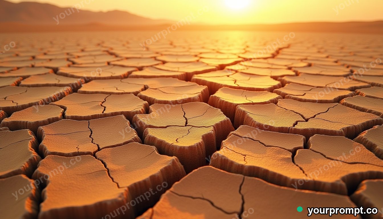 Cracked desert earth forming organic patterns in hyperrealistic style — AI-generated image from a text prompt