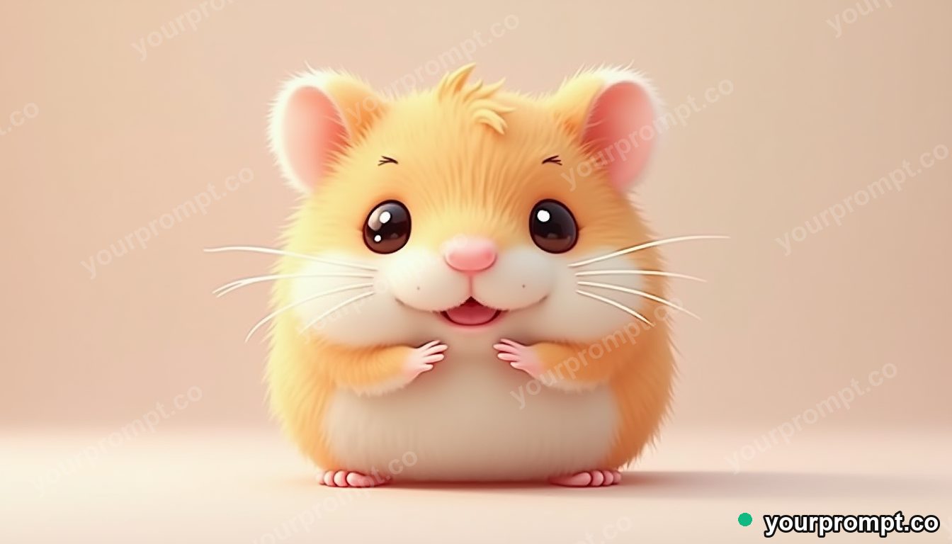 A round hamster stuffing its cheeks in kawaii style — AI-generated image from a text prompt