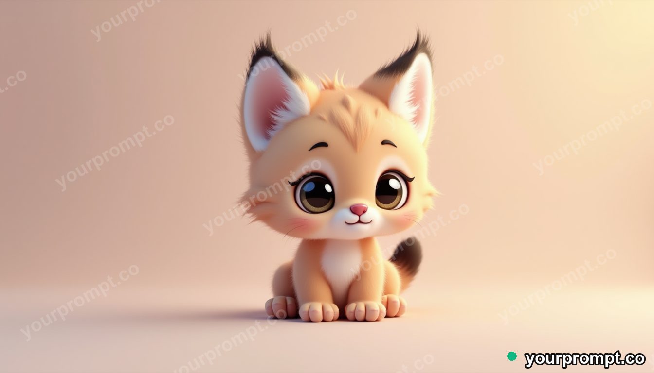 A baby lynx with tufted ears in kawaii style — AI-generated image from a text prompt