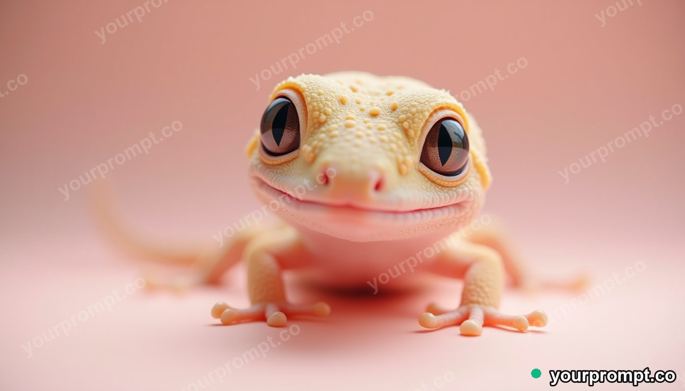 A baby gecko with sticky little toes in kawaii style — AI-generated image from a text prompt