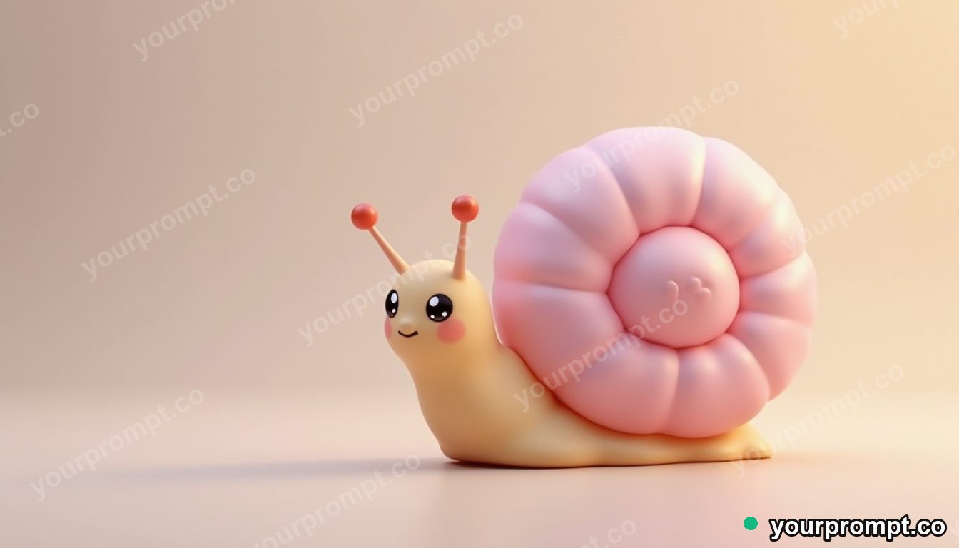 A snail with a flower-shaped shell in kawaii style — AI-generated image from a text prompt
