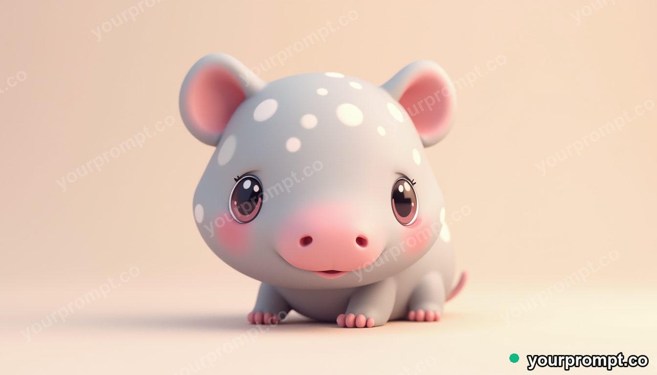 A baby tapir with white spots in kawaii style — AI-generated image from a text prompt