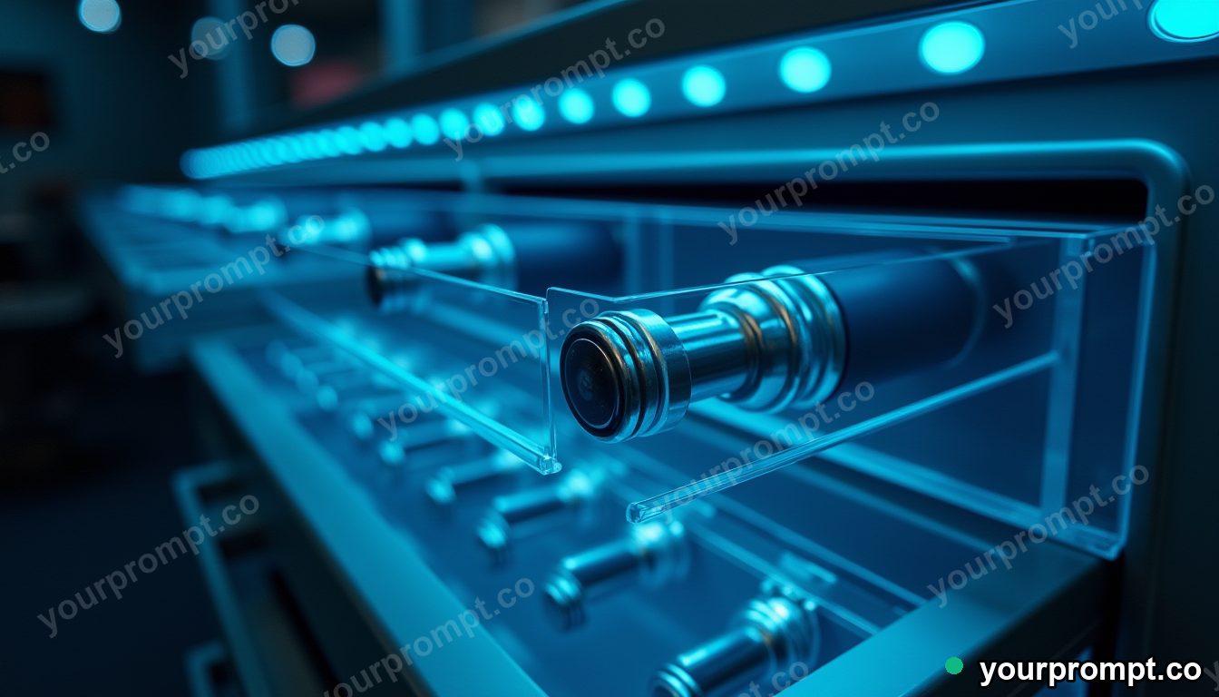 A clear-front drawer system full of fasteners in wide-angle architectural photo style — AI-generated image from a text prompt