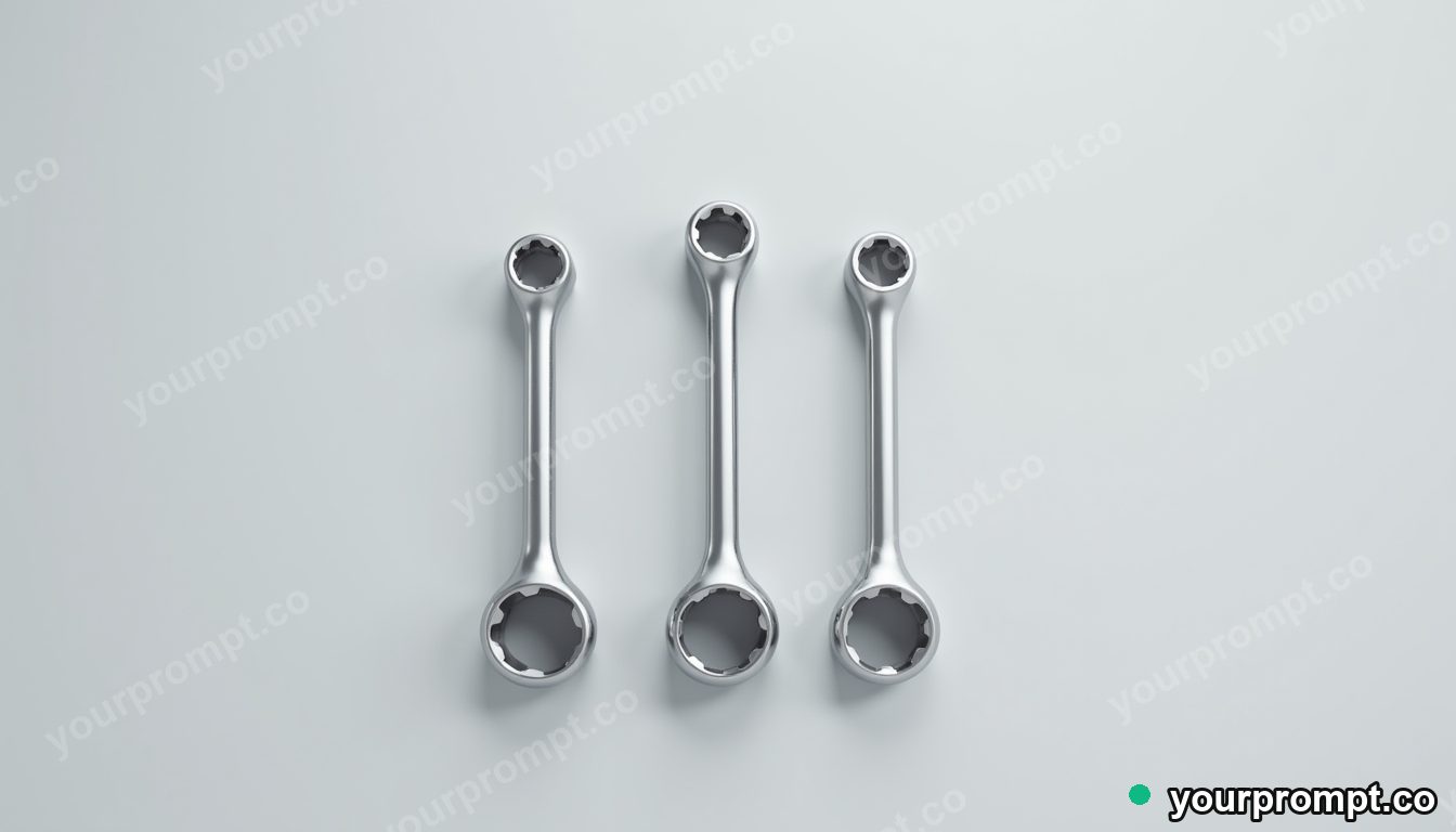 Ratchet handle set (1/4, 3/8, 1/2 inch) in studio product photography style — AI-generated image from a text prompt