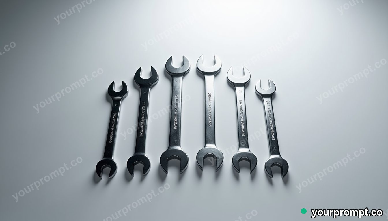 Combination wrench set (SAE) in dramatic chiaroscuro photo style — AI-generated image from a text prompt