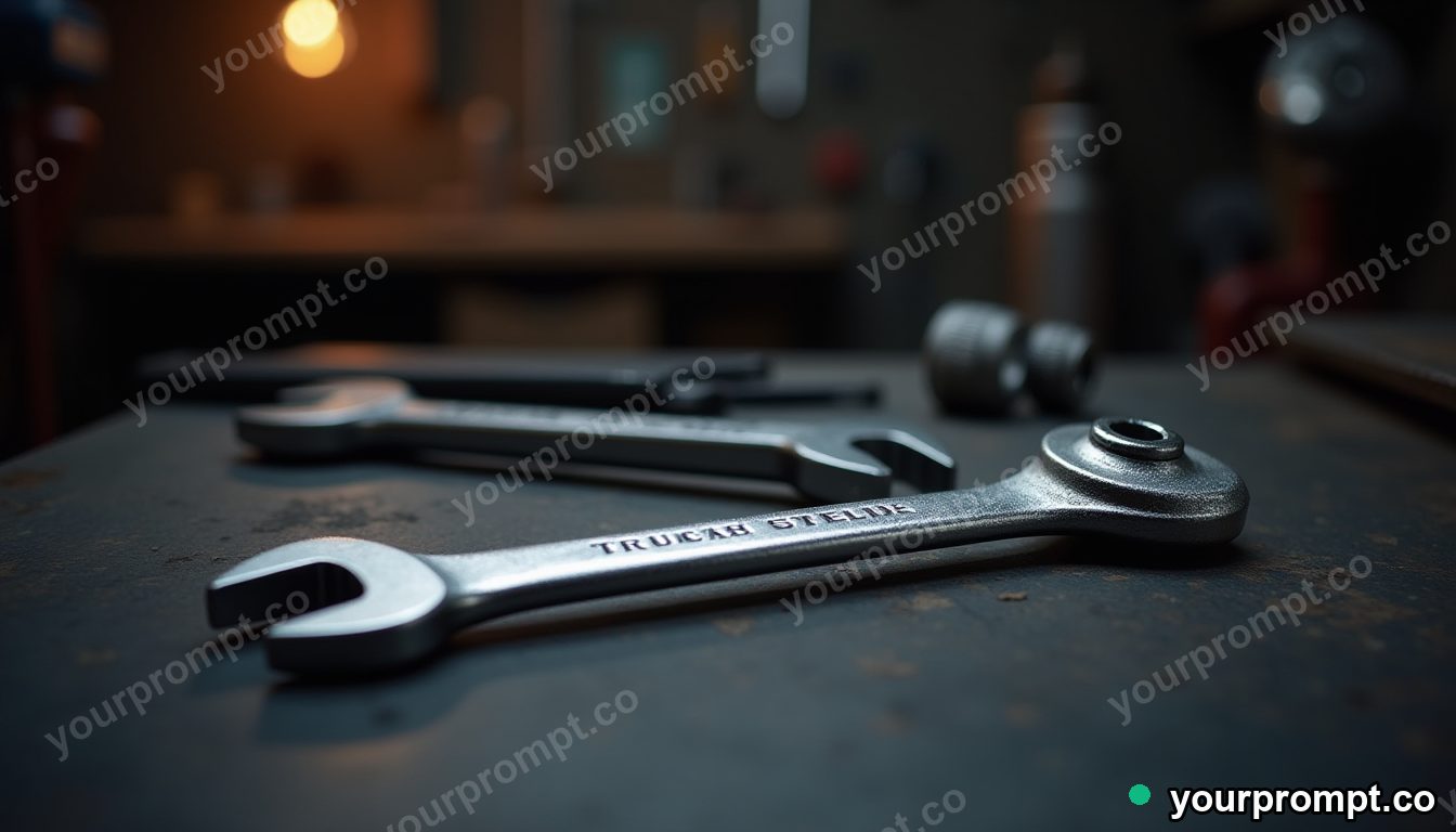 Ratcheting wrench in high-key bright product shot style — AI-generated image from a text prompt